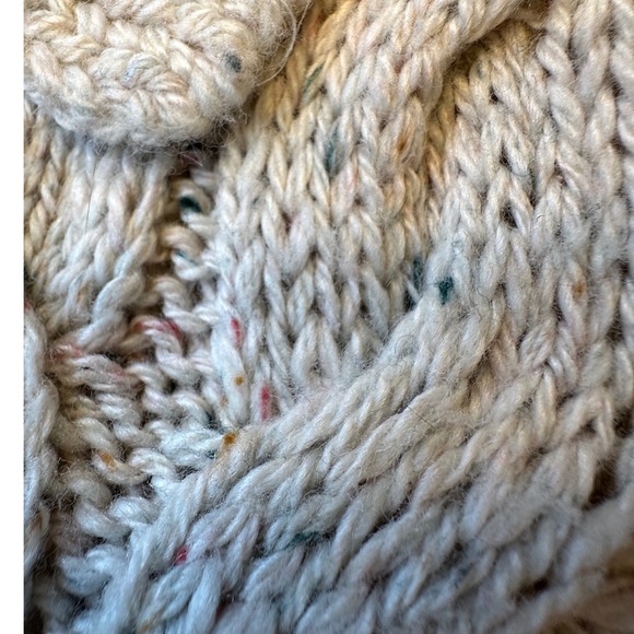 LOFT Chunky Cable Fisherman Knit Sweater Collared V-Neck Woman's  Size L - Picture 10 of 12